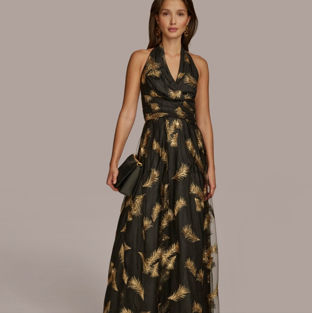 Donna Karan New York. Women's Halter Neck Embellished Gown, 16